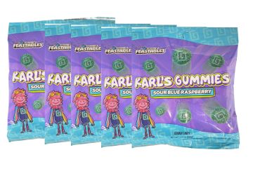 Mr Beast Feastables Karl's Blue Raspberry Sour Gummies Candy Bag, 100 G, (Pack Of 5)